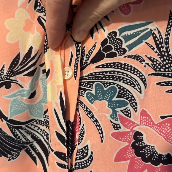 Banana Republic Womens Bright Pink Floral Blouse Large Tropical Lightweight Chic - Picture 4 of 9